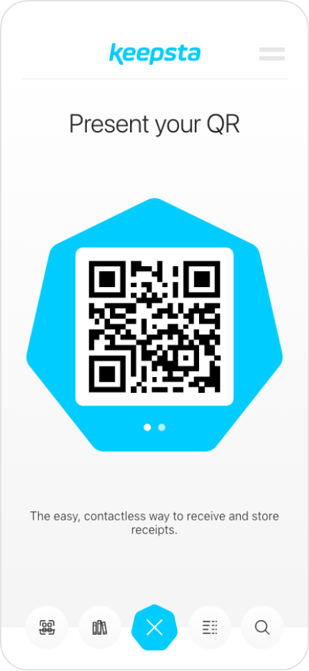 Screenshot of app presenting QR code